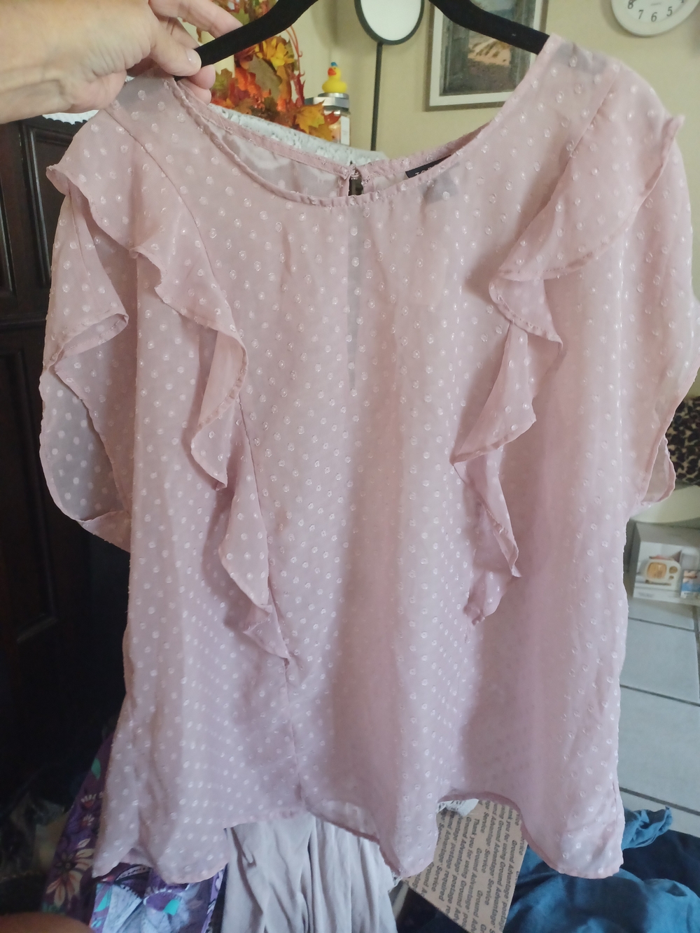 torrid Dusty Blush Pink Swiss Dot Ruffle Blouse
